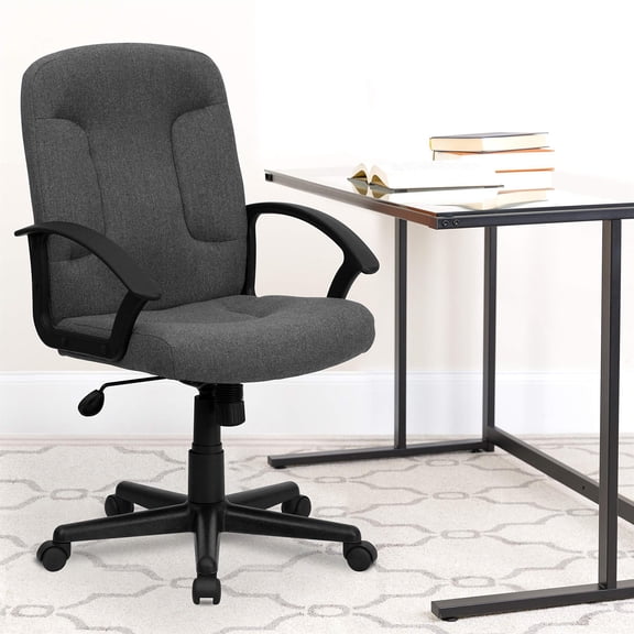 Scranton & Co Mid Back Office Chair with Nylon Arms in Gray