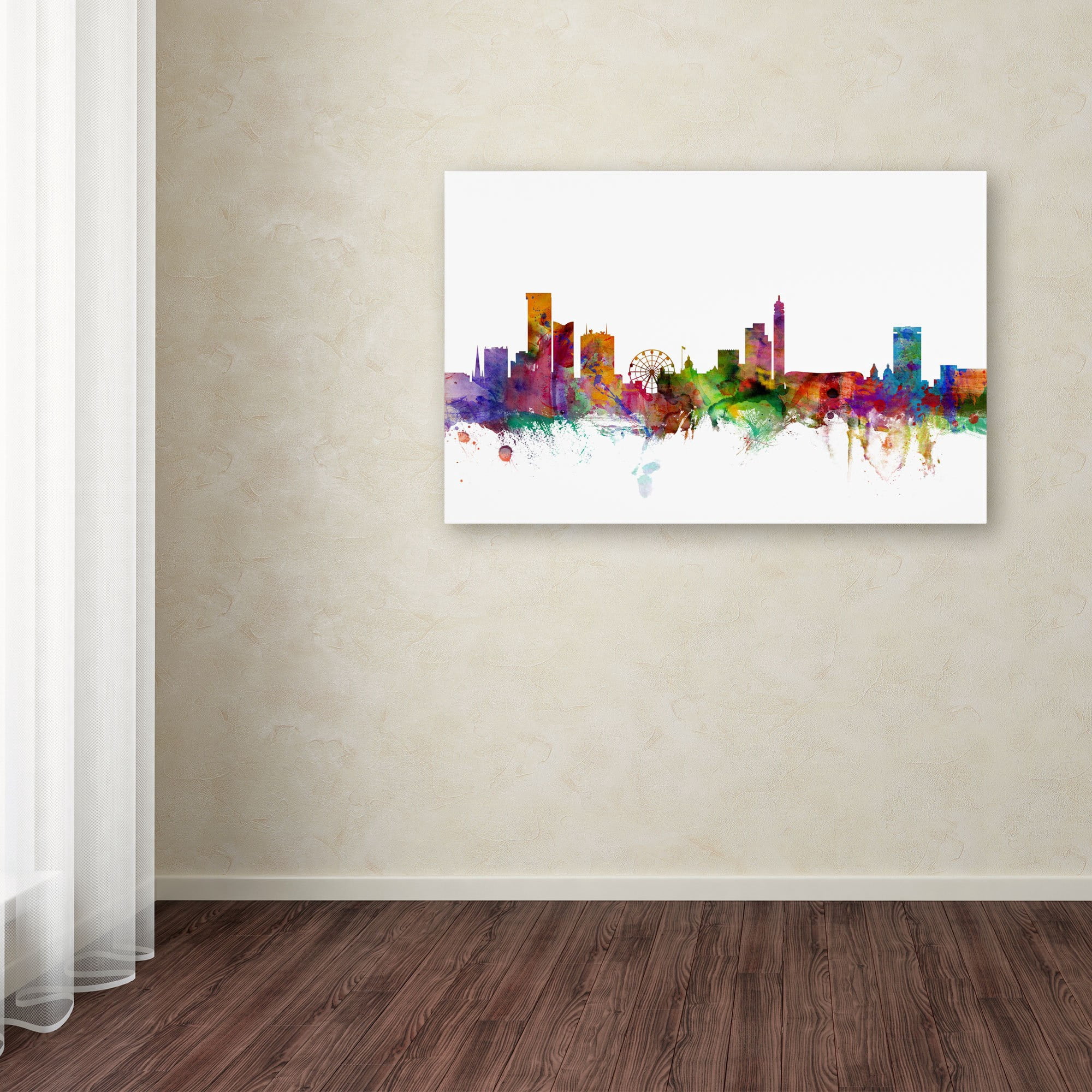 Trademark Fine Art Cityscape Canvas Art ' Birmingham England Skyline ' by Michel Tompsett