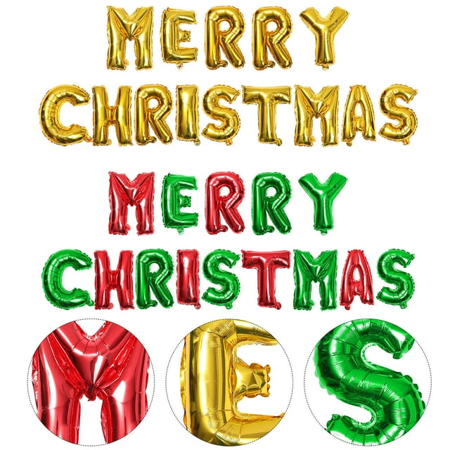 FONDOTIN 2 Sets Festival Balloons Letter Balloons Assorted Color 16 Inch Party Layout Christmas Party