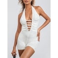 thumbnail image 2 of SUNSIOM Combishort en Dentelle Sans Manches Dos Nu Croisé pour Fête Boîte de Nuit, 2 of 8