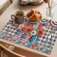 thumbnail image 3 of Independence Day Placemats Set of 6, U. S. Flag Red White Poppy Flowers Black Plaid Non-Slip Place Mats Washable Table Mats for Kitchen Dining Table Decorations Indoor/Outdoor, 3 of 9