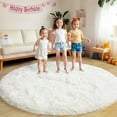 thumbnail image 3 of Qucyy Fluffy Round Rug 6Ft, Cream White Rugs for Bedroom, Shag Fuzzy Round Area Rug for Living Room, Shag Circle Rug, Plush Soft Carpet for Girls Boys Kids, Non Slip Rugs for Dorm, Room Decor Aesthe, 3 of 5