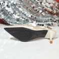 thumbnail image 6 of Womens Velvet Slingback Heels Pointed Toe Pumps with Adjustable Ankle Strap for Wedding Party Office in Beige,Size 8.5, 6 of 9
