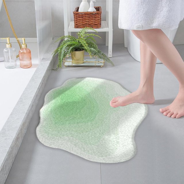 Feltree Super Absorbent Polyester Bath Rug with Non-Slip Rubber Backing, Quick-Dry Washable Bathroom Floor Mat for Shower Tub, Modern 16x24 Inch