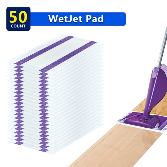 50-Count Mop Refill Pads Compatible with Swiffers Wet Jet Mop, 4-Layer Thickened Super Absorbent Disposable Mopping Pads for Multi-Surface Floor Cleaning
