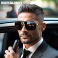thumbnail image 3 of RoyalHot Unisex Polarized Alloy Square Oversized Frame Sunglasses Driving SunGlasses UV400, 3 of 7