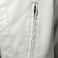 thumbnail image 6 of XFLWAM Mens Casual Stand Collar Slim Fit Faux Leather Jacket Biker Motorcycle Jacket White M, 6 of 7