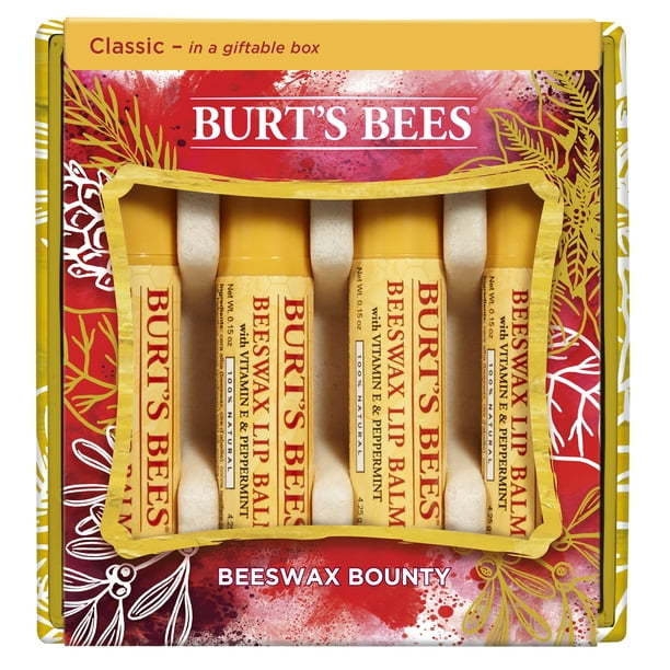 Burt's Bees Beeswax Bounty Classic Lip Balm Holiday Gift Set, 4 Lip