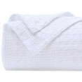 thumbnail image 1 of PHF 100% Cotton Waffle Weave Blanket King/Cal King Size - Luxury Decorative Soft Breathable Skin-Friendly Blanket - Perfect Textured Blanket Layer for Couch Bed Sofa 108"x90" - White, 1 of 10