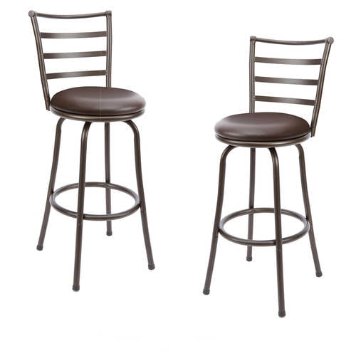 Swivel Bar Stools Brown Faux Leather, Grey Bar Stools 2 Pack