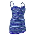 thumbnail image 2 of Mycoco Women's One Piece Swimdress Tummy Control Bathing Suit Monokini Ruffled Hem Swimsuits, 2 of 4