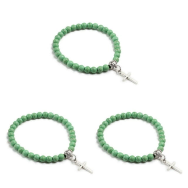 maskred Adjustable Cross Pendant Bracelet Gift For All Occasions Wide Application Cross Pendant Bracelets turquoise 3Set