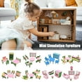 thumbnail image 3 of LEEYNEER Colorful Wooden Doll House Furniture Room Set Wood Miniature, 3 of 8