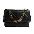thumbnail image 1 of Bolso de cuero de PU femenino con diseño de rombos bordados a la moda, nuevo bolso de hombro tipo axila Joker con cadena gruesa, color negro, 1 of 5