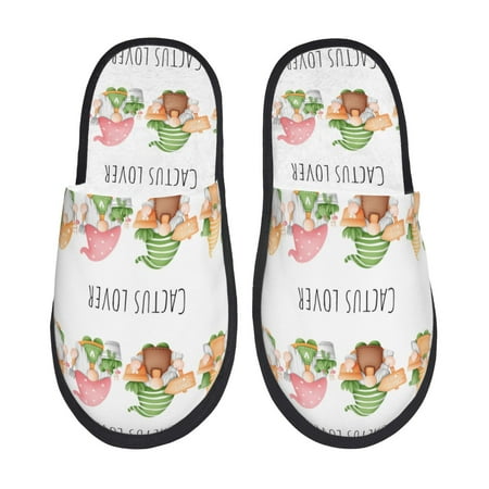 Balery Cactus Gnome Slient Indoor Furry Fleece Comfort House Shoes Soft Non-Slip Home Shoes Cotton slippers House Slippers-- Medium