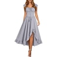 thumbnail image 2 of Huowey Dresses Womens Halloween Fancy Cosplay Party Gown Irregular Ruffles Square Neck Short Sleeve Flowy Eye-Catching Halloween Dress,Grey,M, 2 of 4
