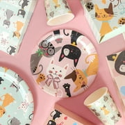 138 Pcs Serves 16 Cat Theme Birthday Party Supplies Decorations Favor Set,Kitten Disposable Tableware, Plates,Napkins,Cups,Tablecloth