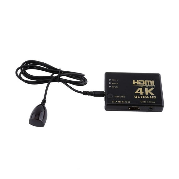 Herwey 4K Ultra HD 1080P 3 Ports Sélecteur de Sélecteur d'Amplificateur Sélecteur de Moyeu avec Télécommande, Switch Splitter, 3 to 1 Switch