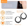 thumbnail image 5 of ‎555Jewelry Beaded Stainless Steel Hoop Earrings, Large Round Circle Beaded Steel Hoop Earrings, ‎Hoops Earrings for Women, Hypoallergenic Earrings for Women Hoops, Black, 5 of 7