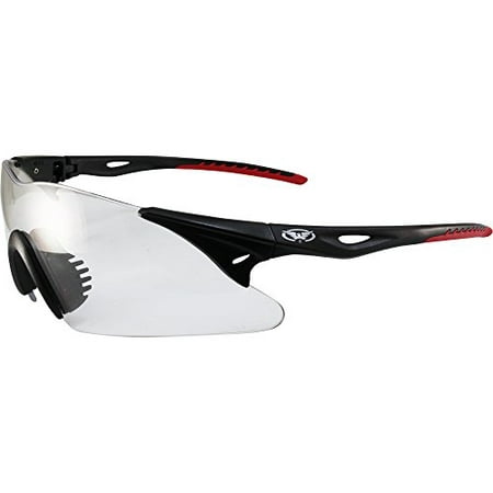 Transport Motorcycle Sunglasses by Global Vision Black with Red Accents Frames Clear Lens ANSI