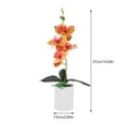 thumbnail image 2 of PTOOTP Set of 2 Artificial Orange Orchid Plants in Decorative Plastic Pots for Living Room Tabletop Home Decor, 2 of 8