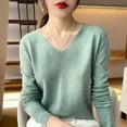 thumbnail image 6 of PIKADINGNIS New Autumn V-Neck Knitted Sweater Women Casual Solid Long-Sleeved Basic Sweaters Female All-match Thin Loose Pullovers, 6 of 6