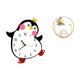 thumbnail image 1 of Reloj de pared de madera con forma de bola de cristal de pingüino de dibujos animados, figura de metal decorativa, escultura multifuncional alimentada, 1 of 8