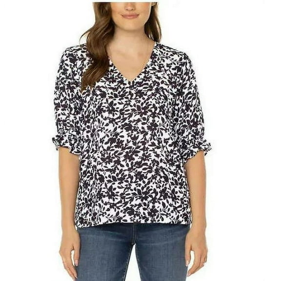 Well Worn Ladies' V-Neck Blouse Size: 3X, Color: Black