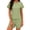 Green, variant on SuDongPo Women's 2 Piece Summer Pajama Set Cute Pjs Sets Ribbed Ruffle Short Sleeve Crewneck Tee and Elastic Waist Shorts Sleepwear
