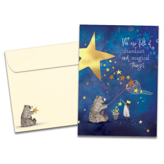 Tree-Free Greetings Birthday Greeting Card, 5 x 7, Stardust Bear (GO69828)