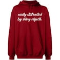 thumbnail image 2 of OXI Hoodie Sweatshirt - Distracted By Shiny Objects, Basic Casual Hoodie for Men's and Women Fleece Hoodie Long Sleeve - Antiquee Cherry Small, 2 of 3