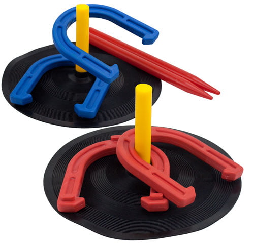 Rubber Horseshoe Game Set Horse Shoe Stakes Indoor Outdoor Recreational New 