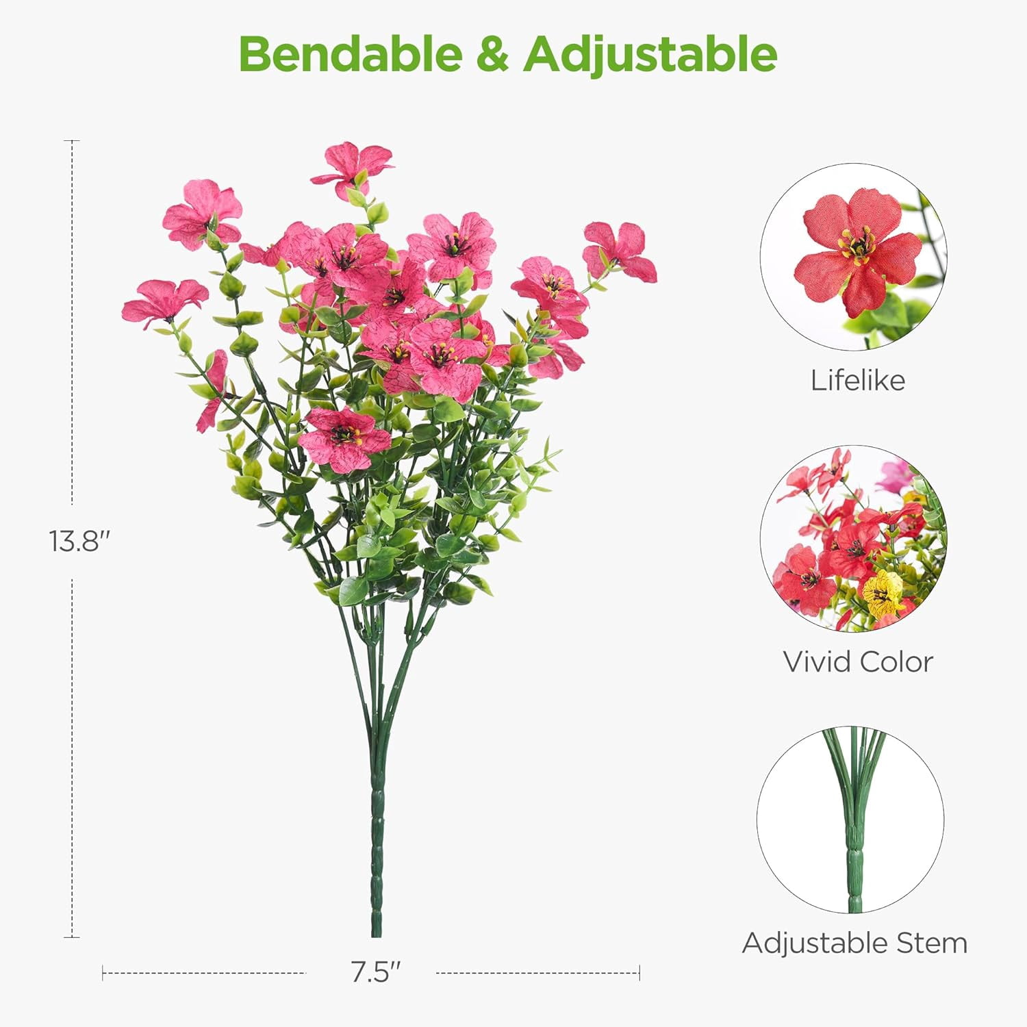 InnoGear Artificial Flowers for Outdoors, 12 Bundles UV Resistant Fake Silk Flowers for Outside Faux Spring Summer Decor Flower for Outdoor Indoor Garden Home Decoration Porch Patio (Mixed 4 Colors)