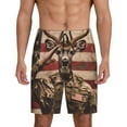 thumbnail image 3 of Lsque Patriotic Deer Soldier Salute Mens Sleep Pajama Shorts,Short Pajama Pants, Cotton Ultra-Soft Knit-3X-Large, 3 of 9