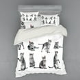thumbnail image 1 of Cat Duvet Cover Set, Collage of a Inquisitive Striped Shorthair Furry Playful Pussy Posing Art Print, Bedding Set with Shams and Fitted Sheet, 3 Sizes, by Ambesonne, 1 of 3