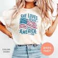thumbnail image 2 of "She Loves Jesus and America Too" T-Shirt – Patriotic Christian Flag Graphic Tee for Women, 2 of 6