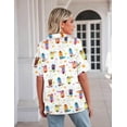 thumbnail image 4 of ALLTB Western Button Up Shirts Women Vintage Print Cowgirl Shirt Tops Hawaiian Vacation Short Sleeve Top Blouses Cute Country Concert Outfit, 4 of 7