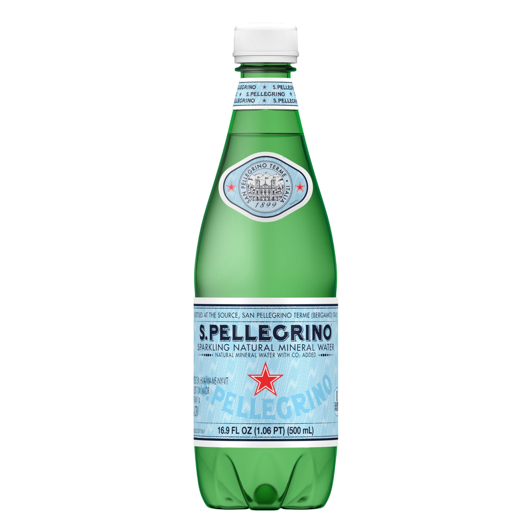 S.Pellegrino Sparkling Natural Mineral Water, 500ml (16.9 fl oz), Single Bottle (Refrigerated)