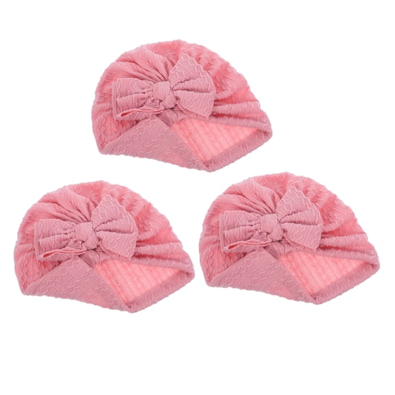 RENACLIPY Newborn Caps for Baby Girls Pink Cloth 3Pcs for Daily Wear