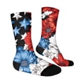 thumbnail image 4 of 4th of July 250th Anniversary Patriotic Socks for Women, Independence Day USA Flag Theme Crew Socks, Red White Blue Color Blocked Striped Middle Socks for Adult (1 Pair, 1776-2026), 4 of 6