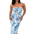 thumbnail image 3 of Femmes Off-Épaule Sans Manches Robe d'Été Élégant Bustier Bodycon Cocktail Partie Robe de Plage Streetwear, 3 of 5