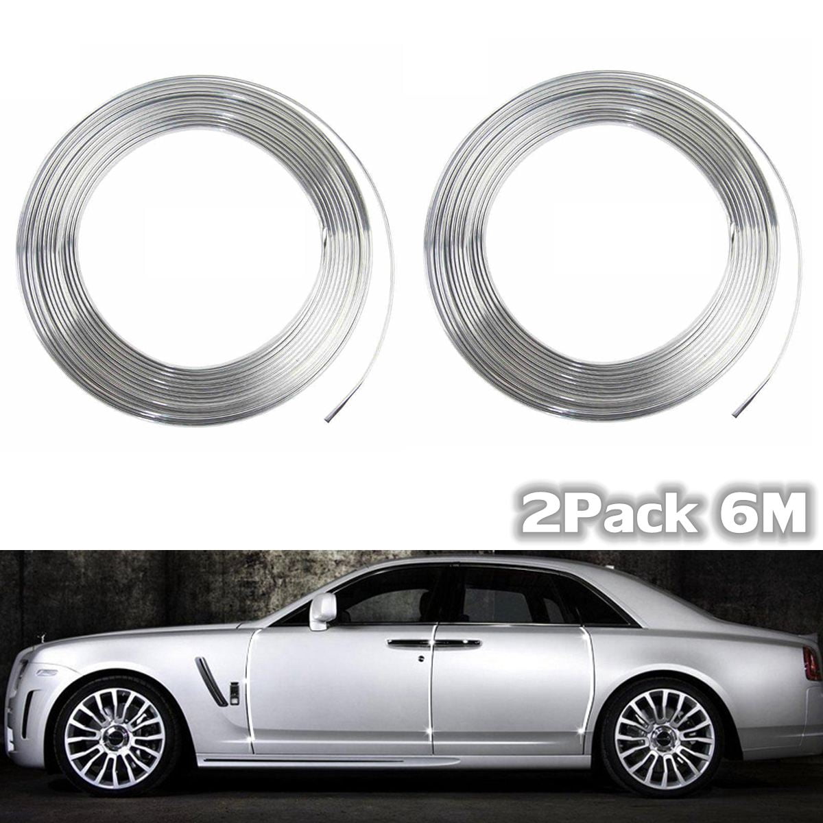 6M Chrome Moulding Rim Trim Strip Car Door Edge Scratch Guard Protector Cover