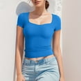 thumbnail image 2 of Women's Square Neck Double-Layer Tank Tops Basic Tight T Shirts, 2 of 7