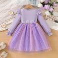 thumbnail image 5 of Staki Long Sleeve Princess Dress for Girls Toddler Dress Girls Long Sleeve Fall Winter Ruffle Tiered Holiday Party Tulle Dresses(Purple,4-5 Years), 5 of 5