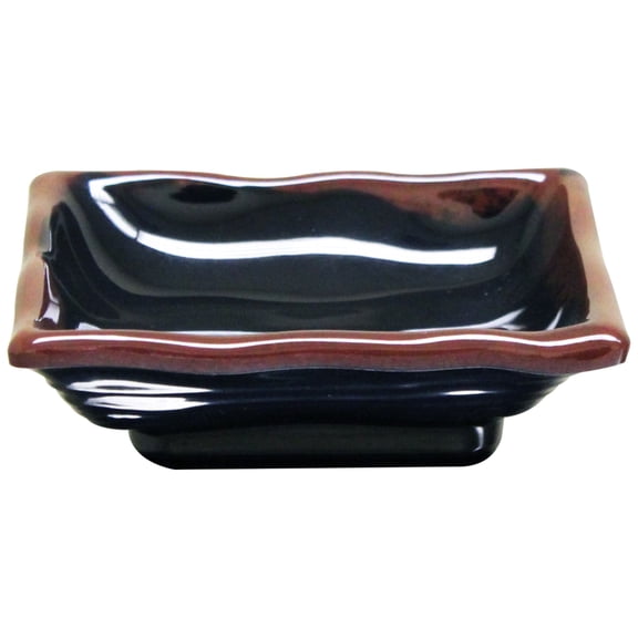 Excellante Tenmoku Melamine Dinnerware Collection 3 oz., 4" x 4" Wave Square Sauce Dish, Comes In Dozen