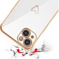 thumbnail image 3 of ZUKKASHAN Compatible with iPhone 15 Mini Case for Girls Women, Flexible Silicone Protective Phone Case with Cute Love Heart Pattern Gold Edging Shockproof Bumper Cover for iPhone iPhone 15, 3 of 5
