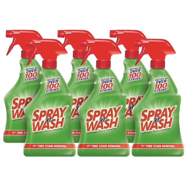 Spray N'Wash Botellas quitamanchas para lavandería pretratamiento transparente 1.37 libras (paquete de 6) 132 onzas líquidas