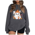 thumbnail image 2 of Pisexur Chandail d'Halloween pour Femmes en Molleton Orange Chandail à Manches Longues Col Rond Chandails de Mode avec Motif Citrouille Chandails à Capuche d'Halloween Hauts à Enfiler, 2 of 4