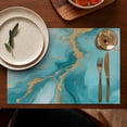 thumbnail image 5 of Blue Gold Marble Pattern Summer Placemats Table Placemats Set Of 4-Linen Kitchen Washable Placemats Table Mats 11.8"x17.7" Non-Slip Heat Resistant, 5 of 6