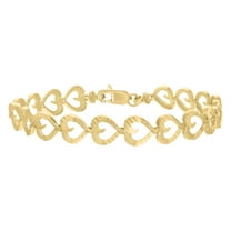 10k Yellow Gold Womens Heart Link 8" Bracelet
